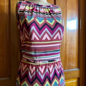 Missoni Made in Italy signature chevron pattern knit shift dress lined skirt 6